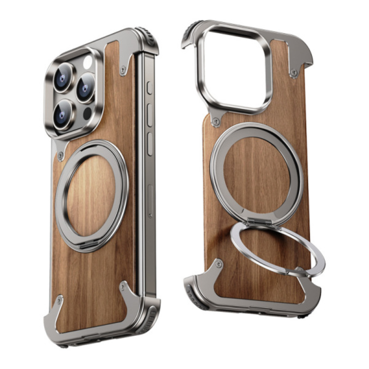 Telefoonhoesje van Natuurlijk Hout met Draaibare Houder