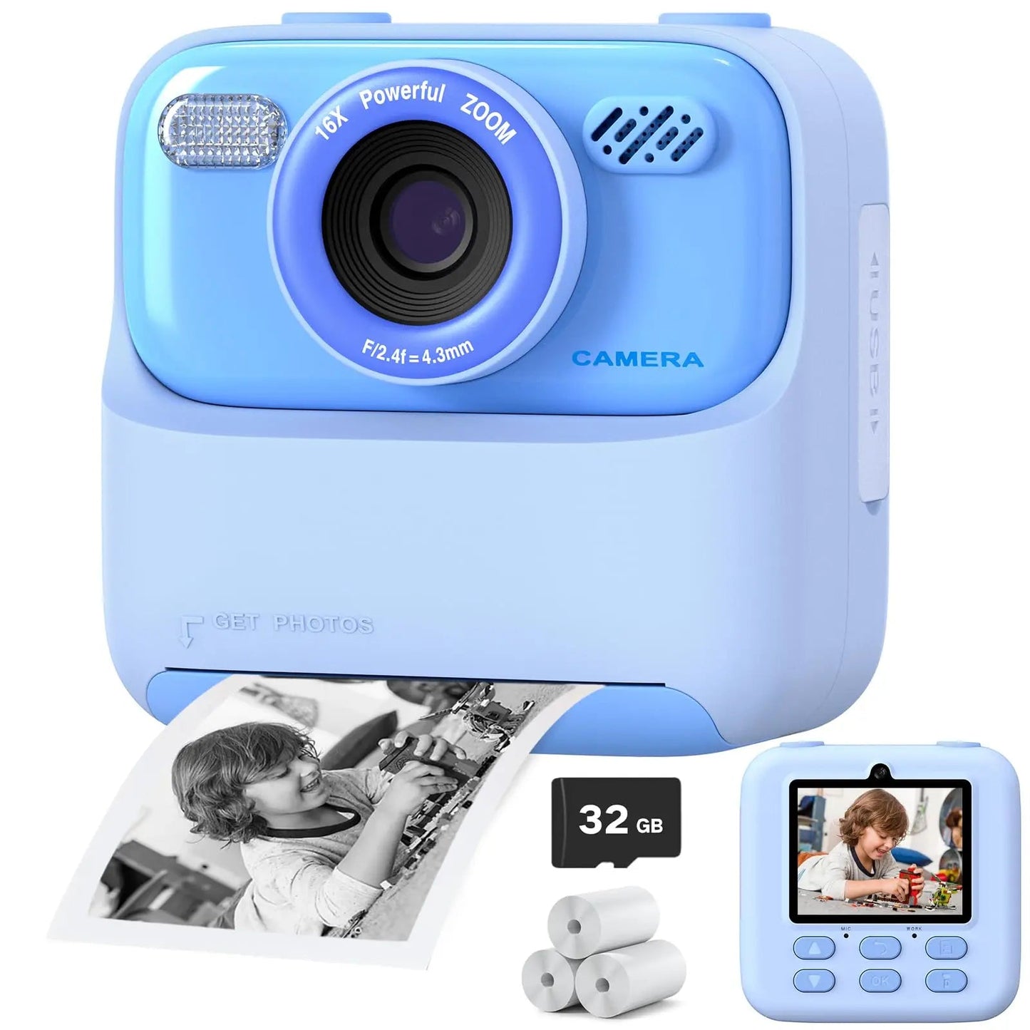 Kleurrijke Instantcamera voor Kinderen met HD Selfie en 32GB Geheugen