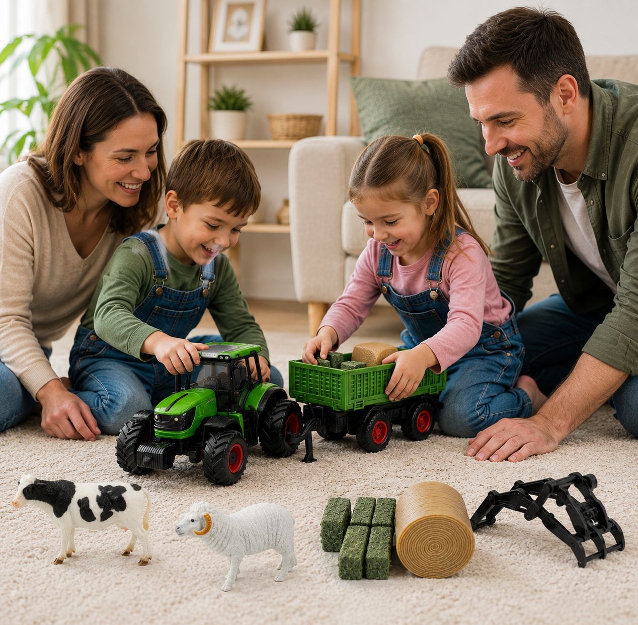 RC tractor kinderspeelgoed met metalen aanhanger