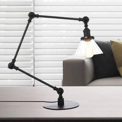 Elegante tafellamp van helder glas, kegelvormig