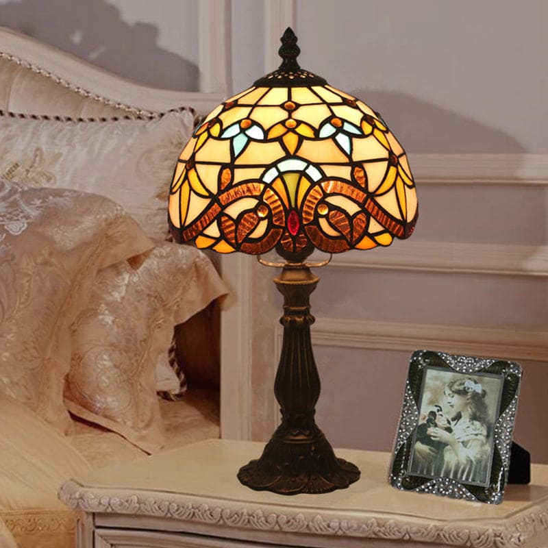 Elegante tafellamp van getint glas in art-decostijl