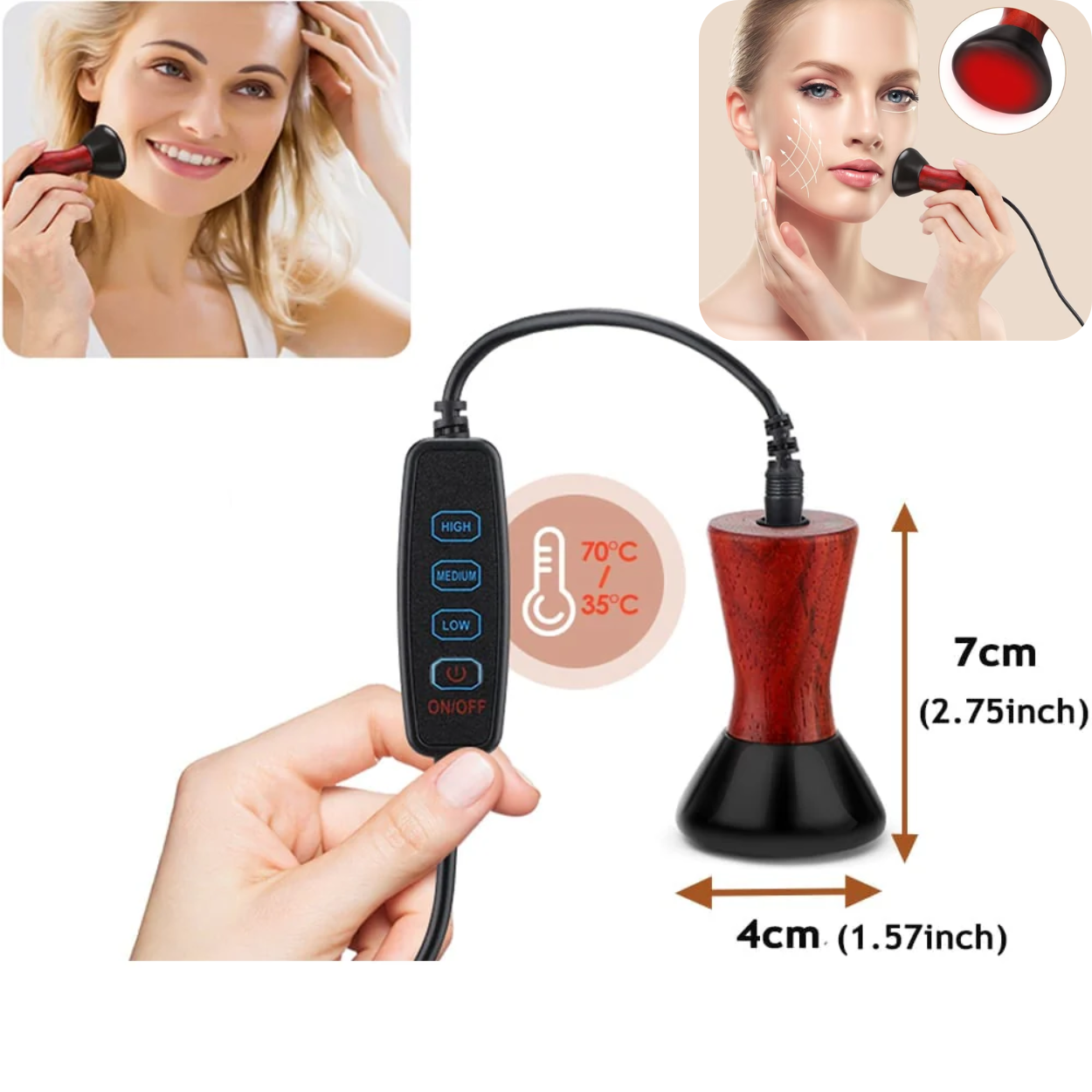 Elektrisch Verwarmd Gua Sha Massageapparaat voor Gezicht