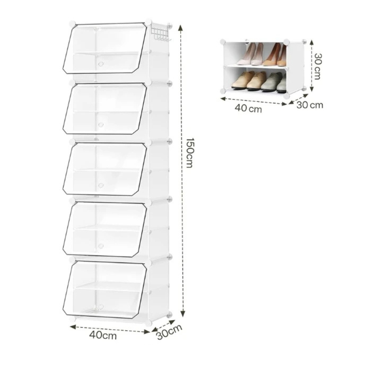 Inklapbare en Modulair Ingerichte Compacte Schoenenkast