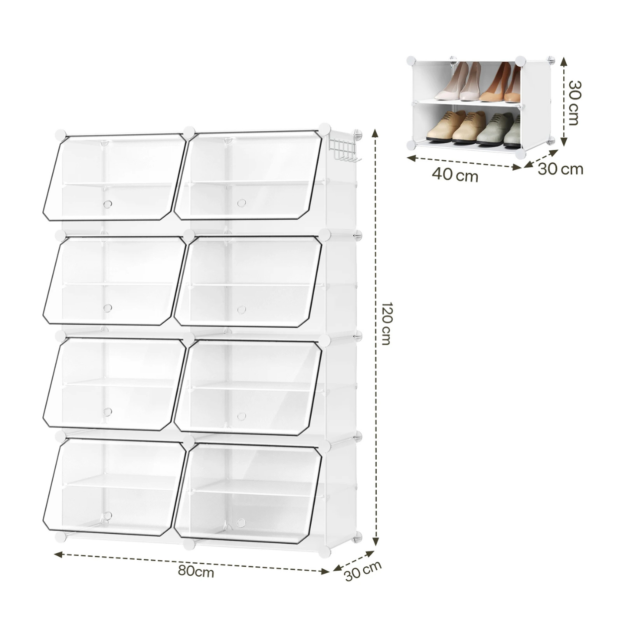 Inklapbare en Modulair Ingerichte Compacte Schoenenkast