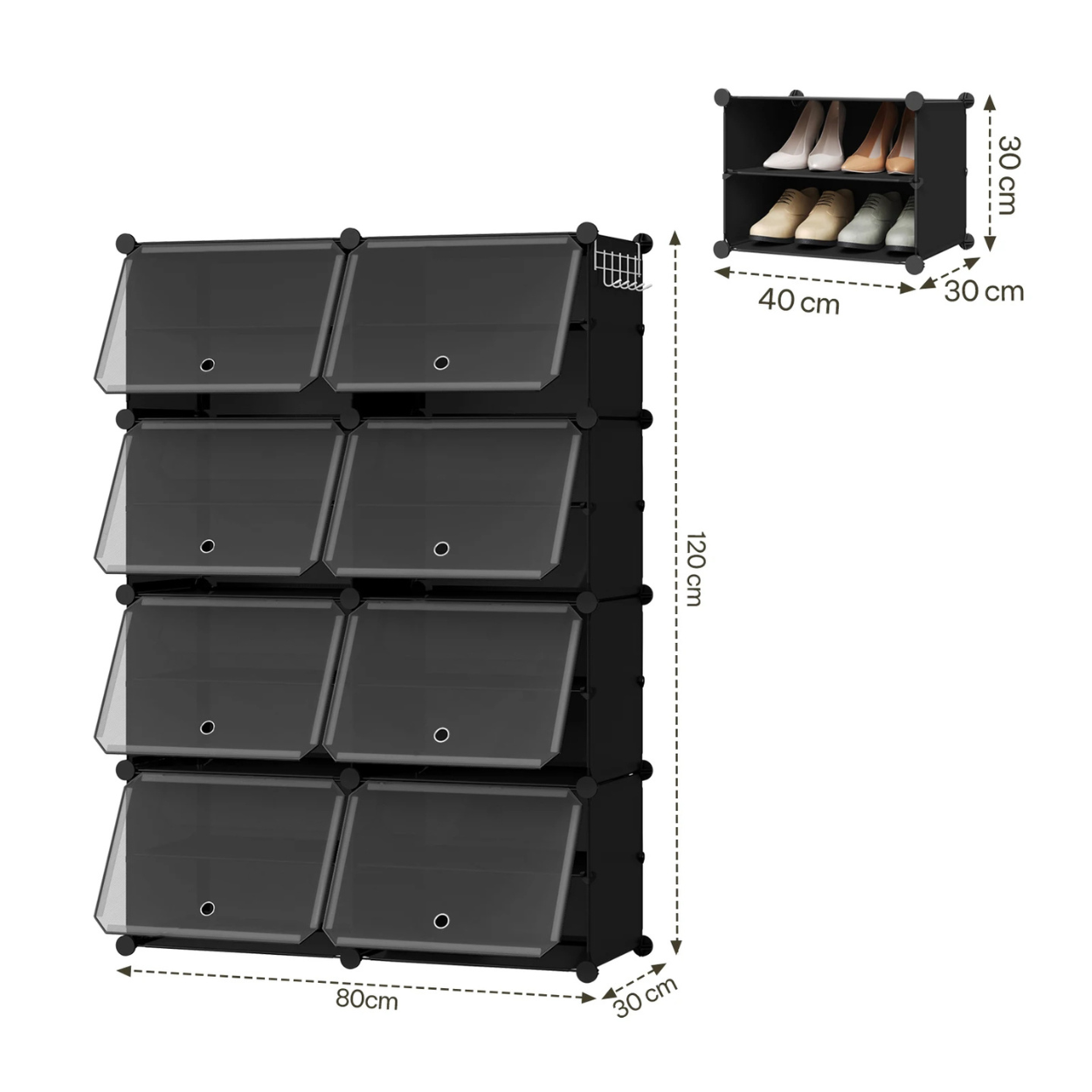 Inklapbare en Modulair Ingerichte Compacte Schoenenkast
