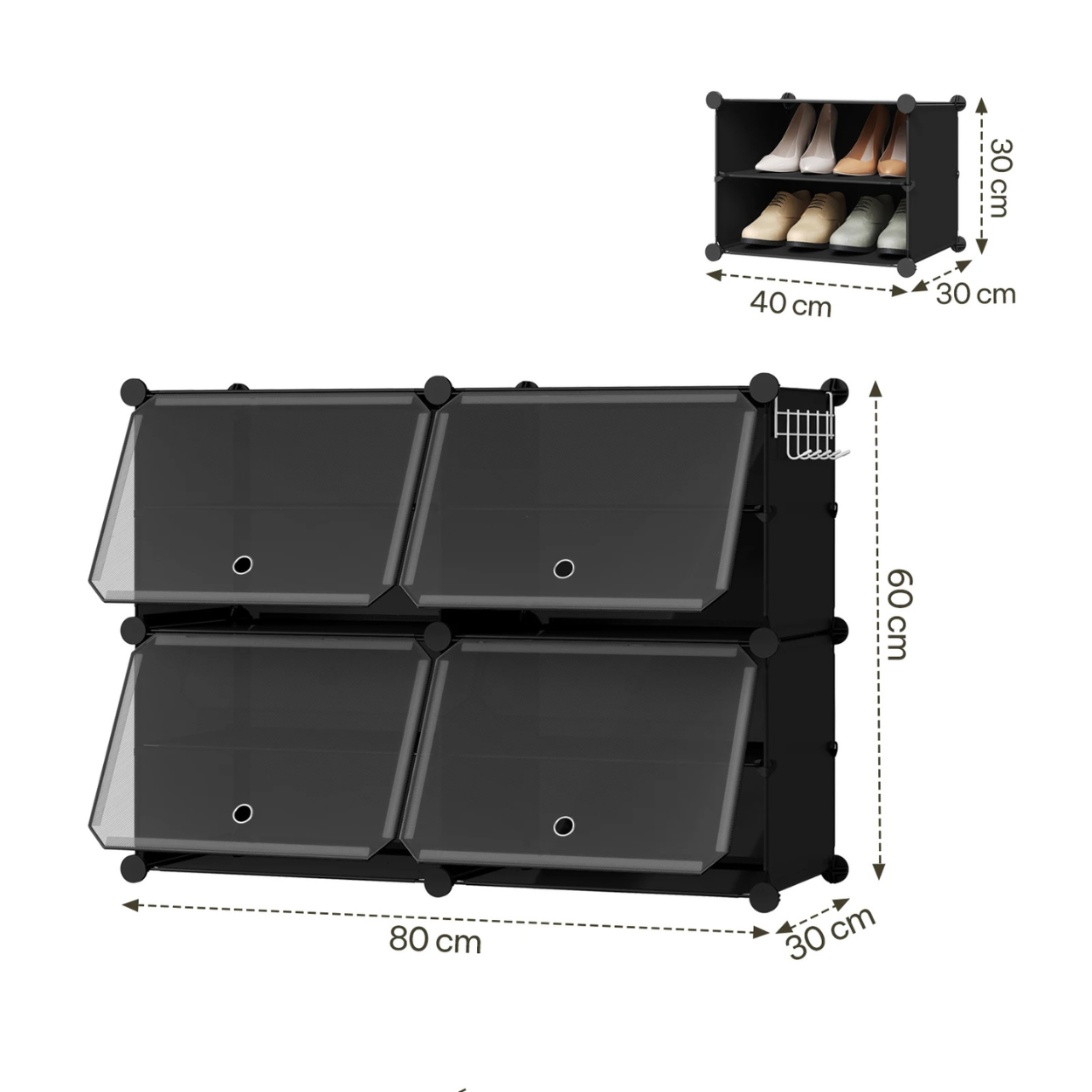 Inklapbare en Modulair Ingerichte Compacte Schoenenkast