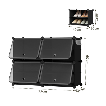 Inklapbare en Modulair Ingerichte Compacte Schoenenkast