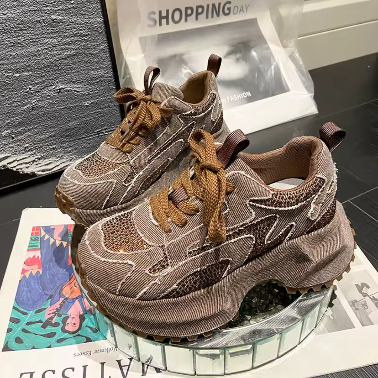 Dames Chunky Sneakers met Glamoureuze Pailletten