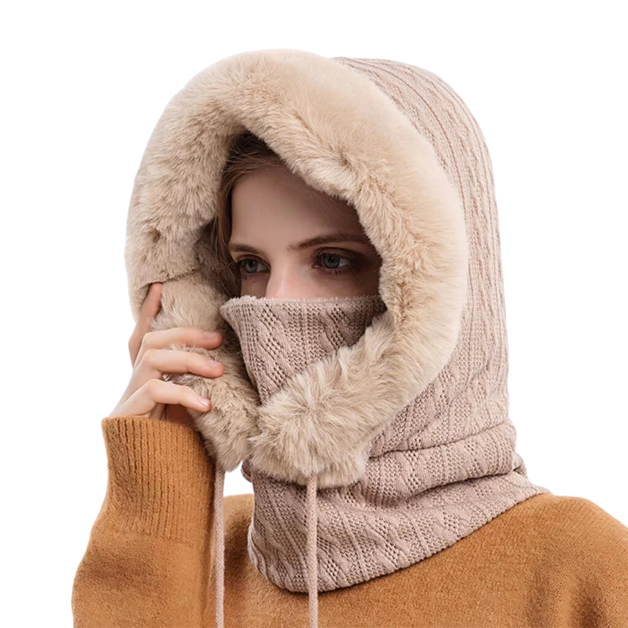 3-in-1 fleece bivakmuts met sjaal en muts