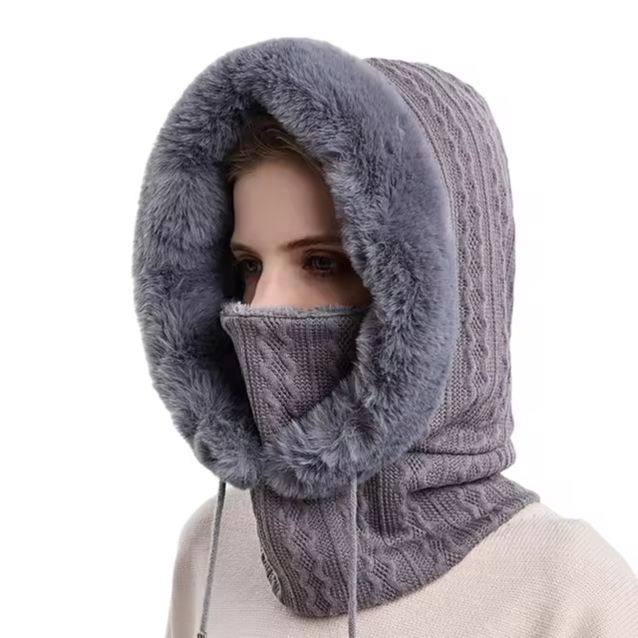 3-in-1 fleece bivakmuts met sjaal en muts
