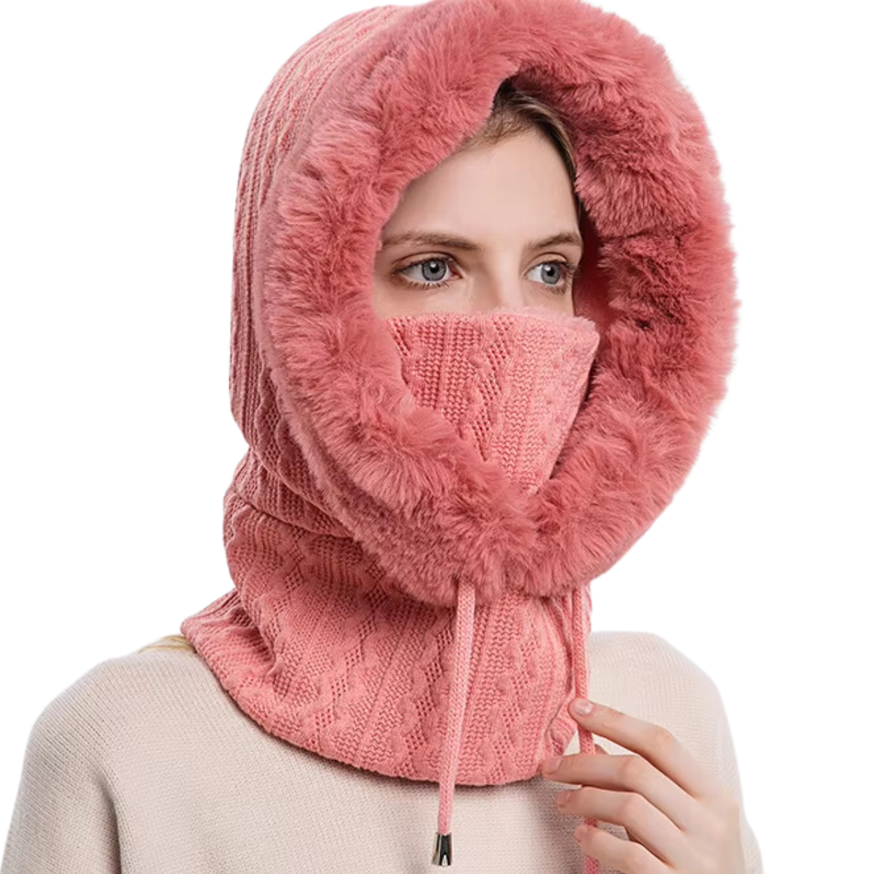 3-in-1 fleece bivakmuts met sjaal en muts