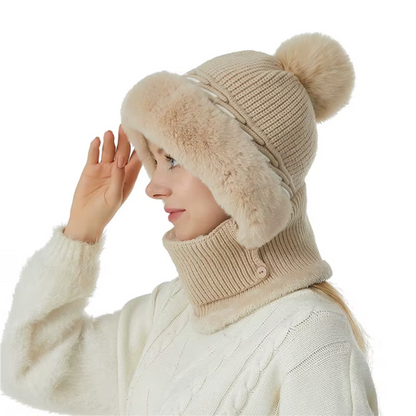 Zachte en warme 2-in-1 fleece muts en sjaal