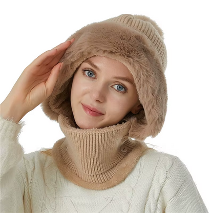 Zachte en warme 2-in-1 fleece muts en sjaal