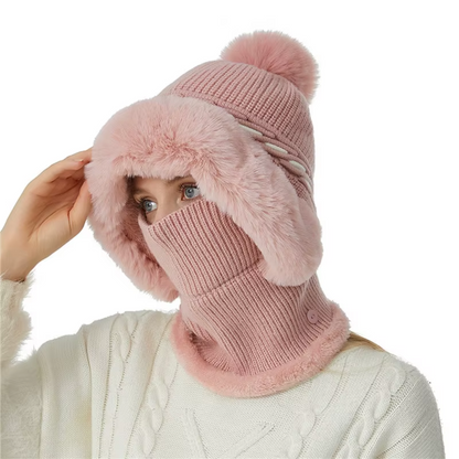 Zachte en warme 2-in-1 fleece muts en sjaal