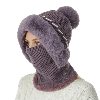 Zachte en warme 2-in-1 fleece muts en sjaal
