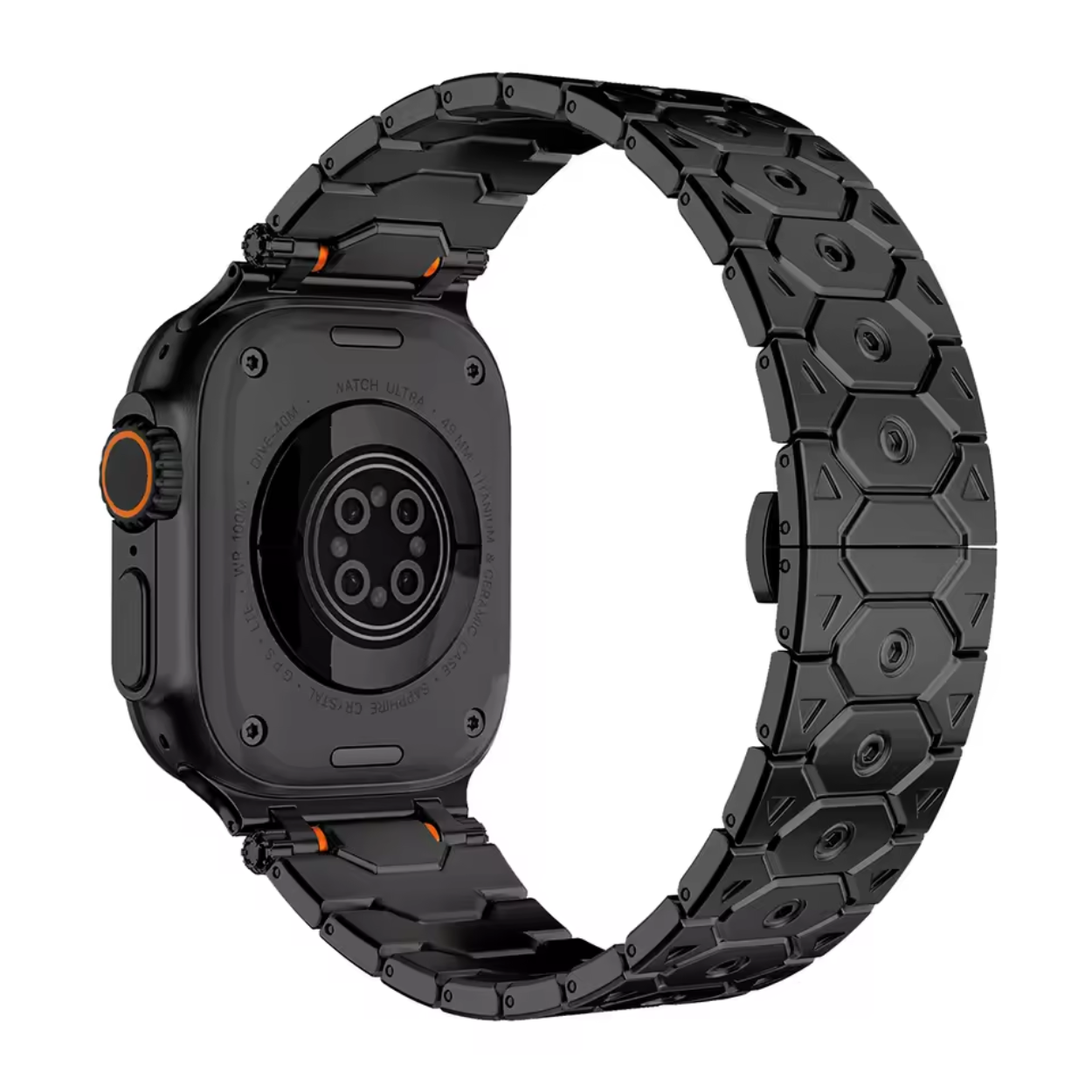 Elegante Zwarte Apple Watch Metalen Band