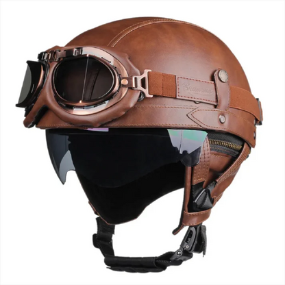 Zwarte Vintage Halve Jet Motorhelm