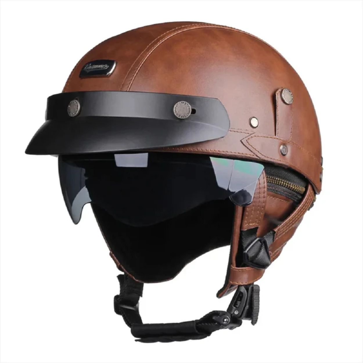 Zwarte Vintage Halve Jet Motorhelm