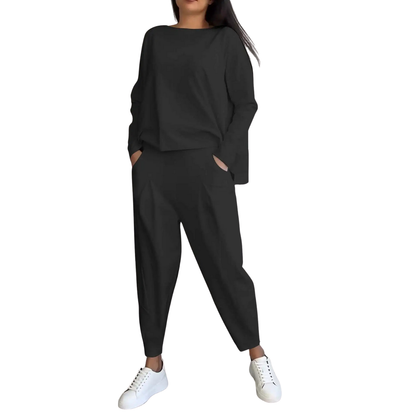 Casual Dames Set 2-delig Sweatshirt en Hoge Taille Broek
