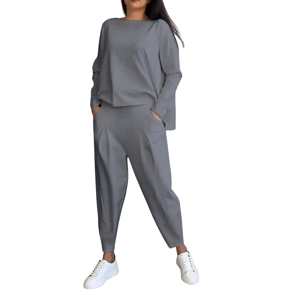 Casual Dames Set 2-delig Sweatshirt en Hoge Taille Broek