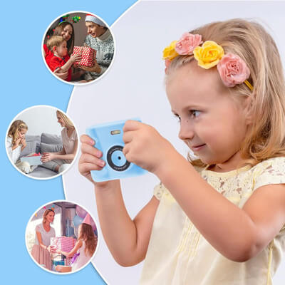 Marcherelle™ – Appareil Photo Instantané Enfant 1080p Bleu avec Carte SD 32Go