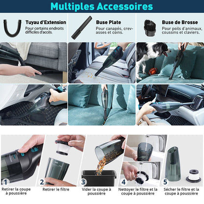 Marcherelle™ – Aspirateur à Main Portable Puissant et Sans Fil avec Station de Recharge