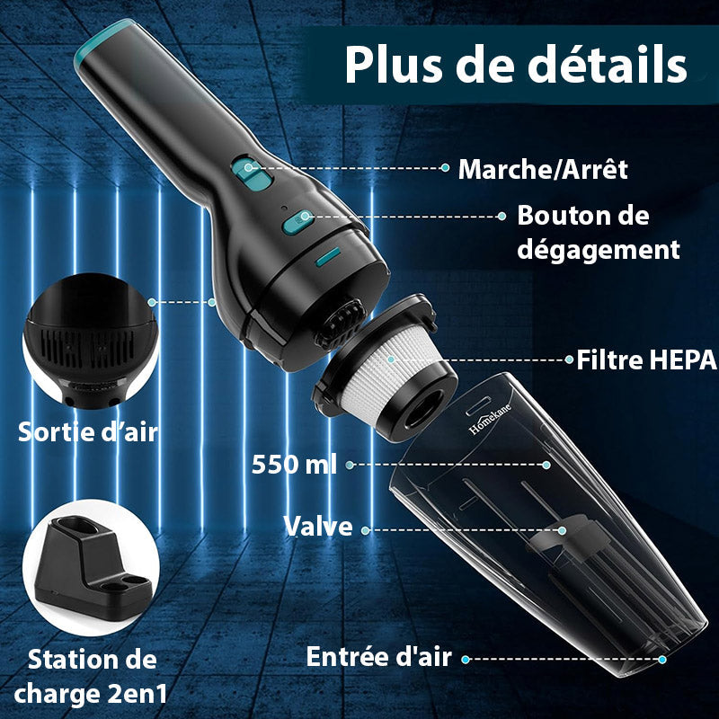 Marcherelle™ – Aspirateur à Main Portable Puissant et Sans Fil avec Station de Recharge