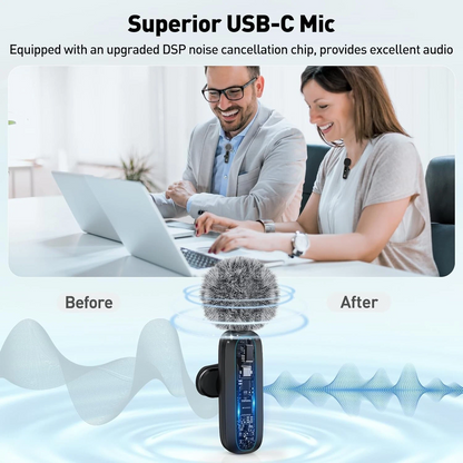 Marcherelle™ – Microphone Cravate Sans Fil USB-C Pour Un Son Clair Et Stable