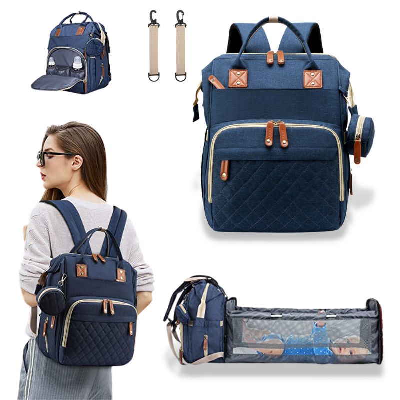 Marcherelle™ – Sac à Langer Sac à Dos 3-en-1 avec Lit Bébé Portable
