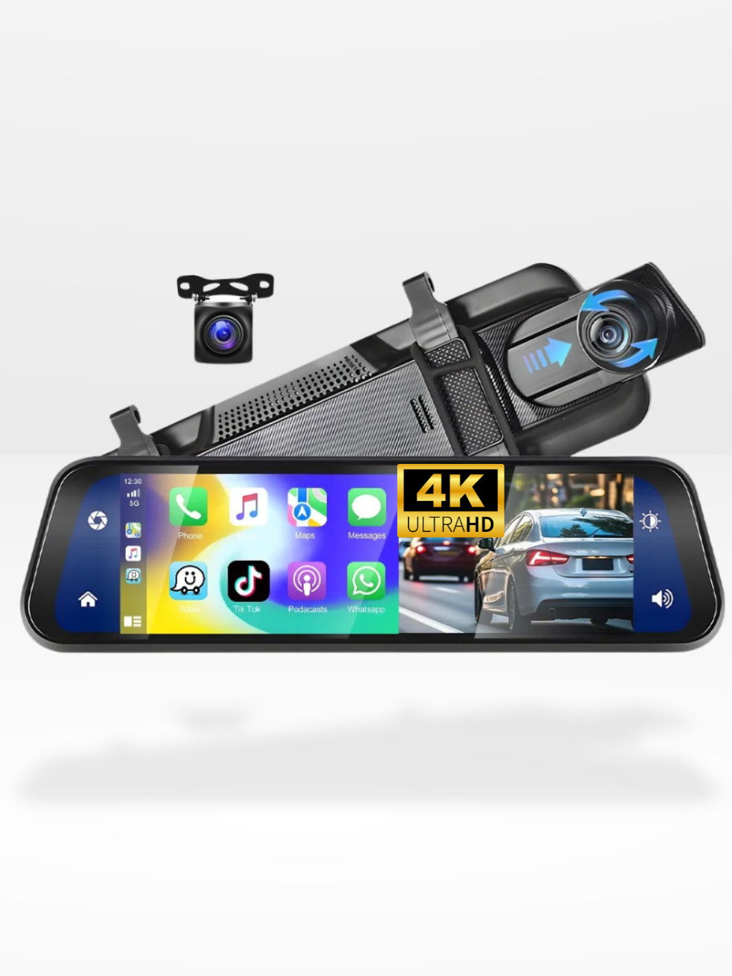 4K Spiegelcamera Voor/Achter met CarPlay en Opname