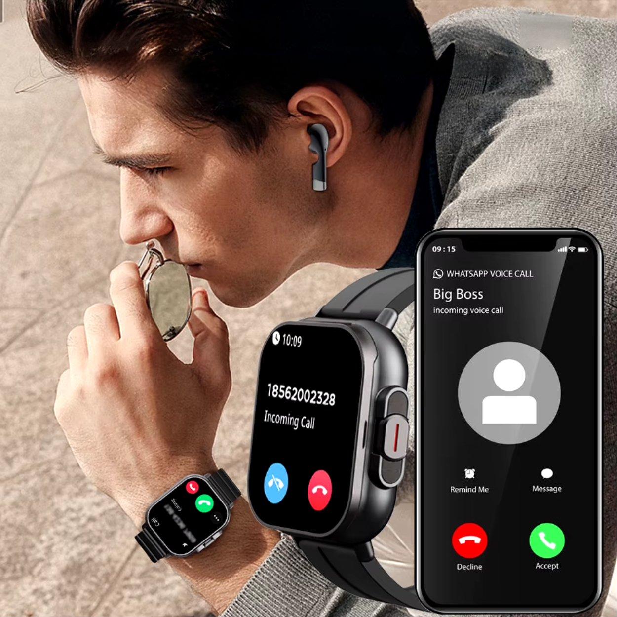 Smartwatch met Ingebouwde Bluetooth Oordopjes