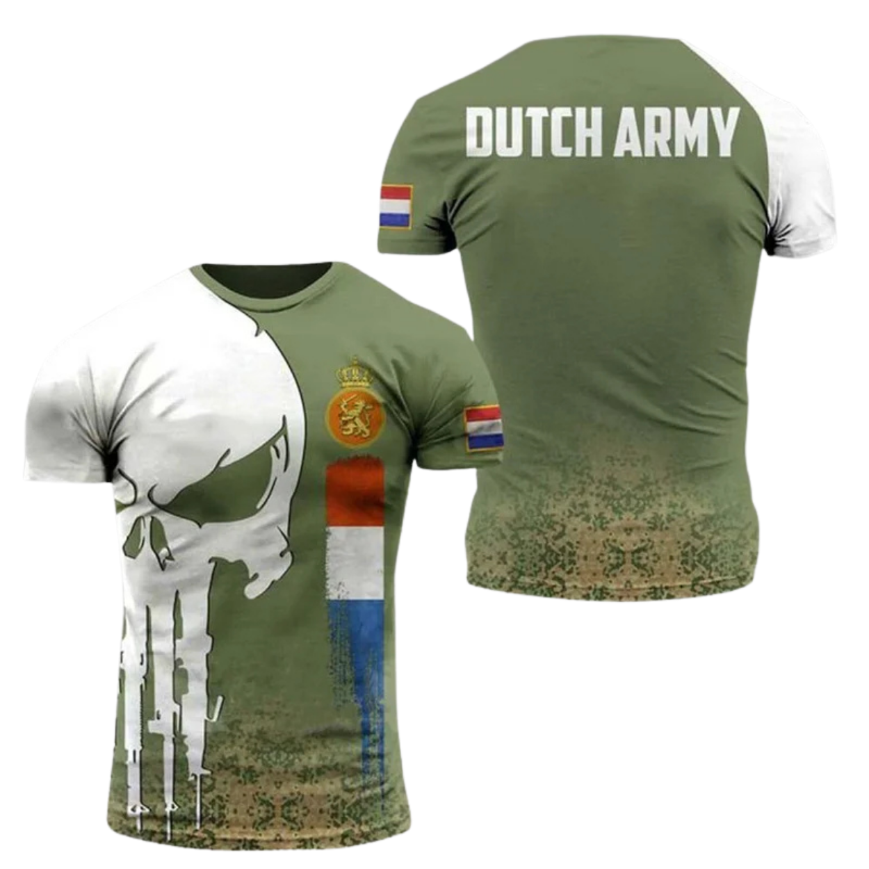 T-shirt Leger Stijl Camouflage voor Heren