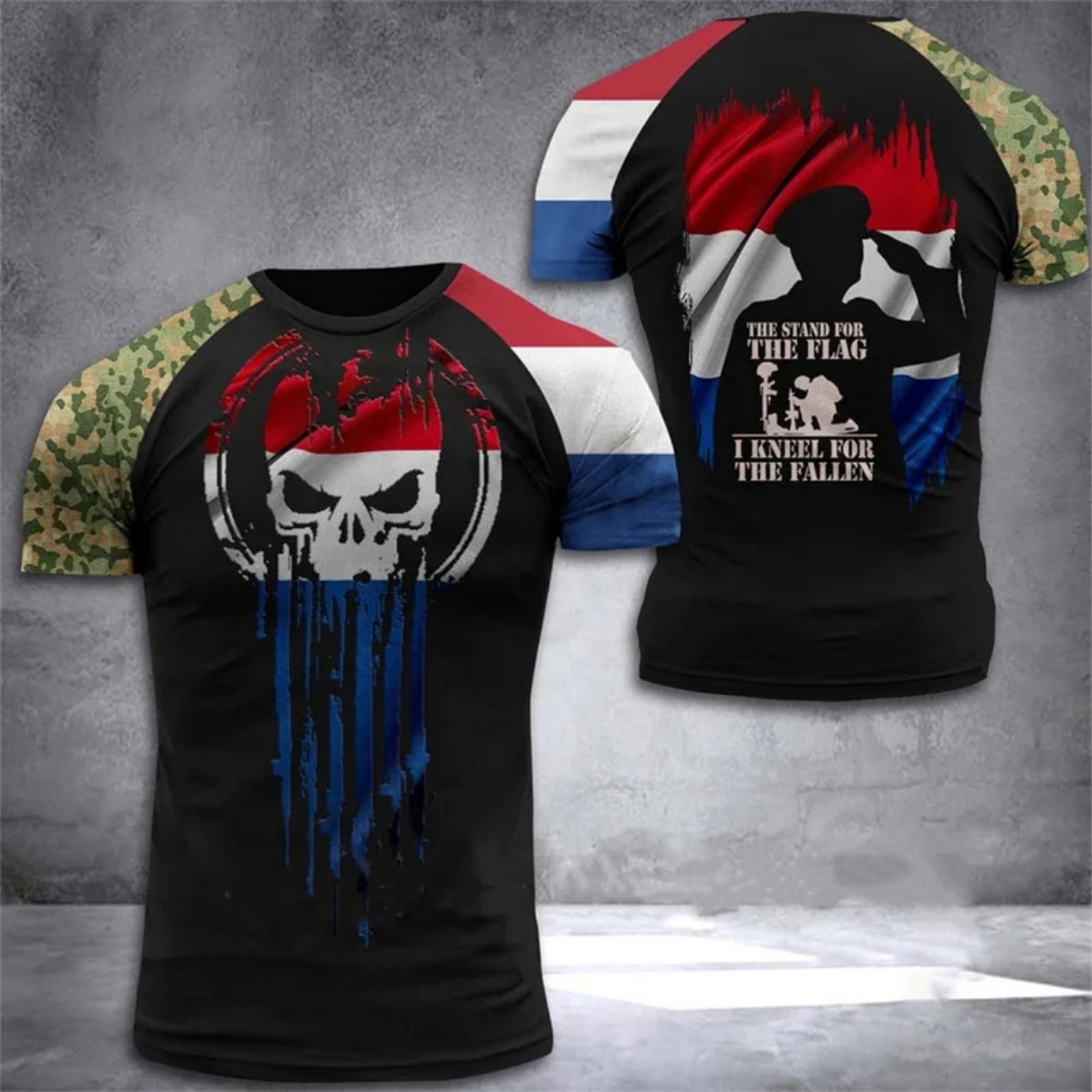 T-shirt Leger Stijl Camouflage voor Heren