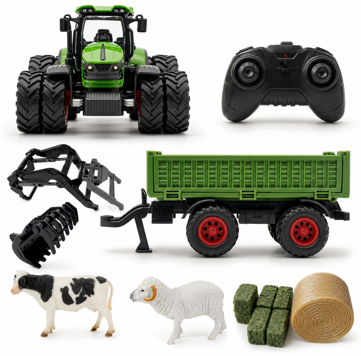 RC tractor kinderspeelgoed met metalen aanhanger