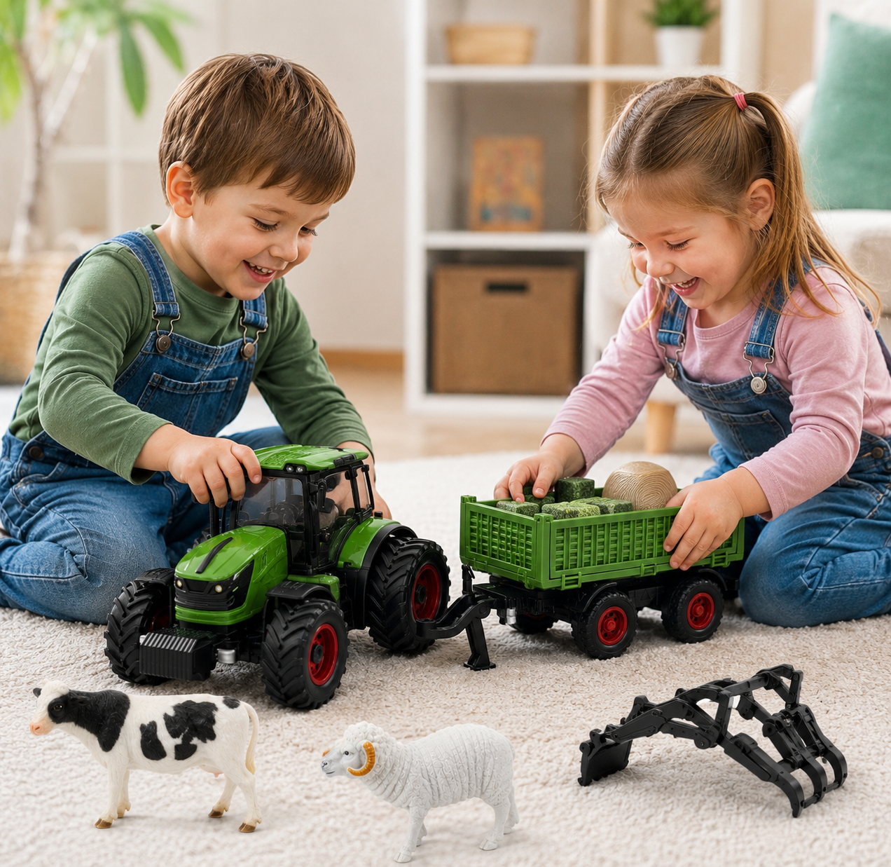 RC tractor kinderspeelgoed met metalen aanhanger
