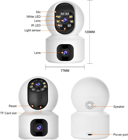 Marcherelle™ – Draadloze Beveiligingscamera met Dubbele Lens en HD-beeldkwaliteit