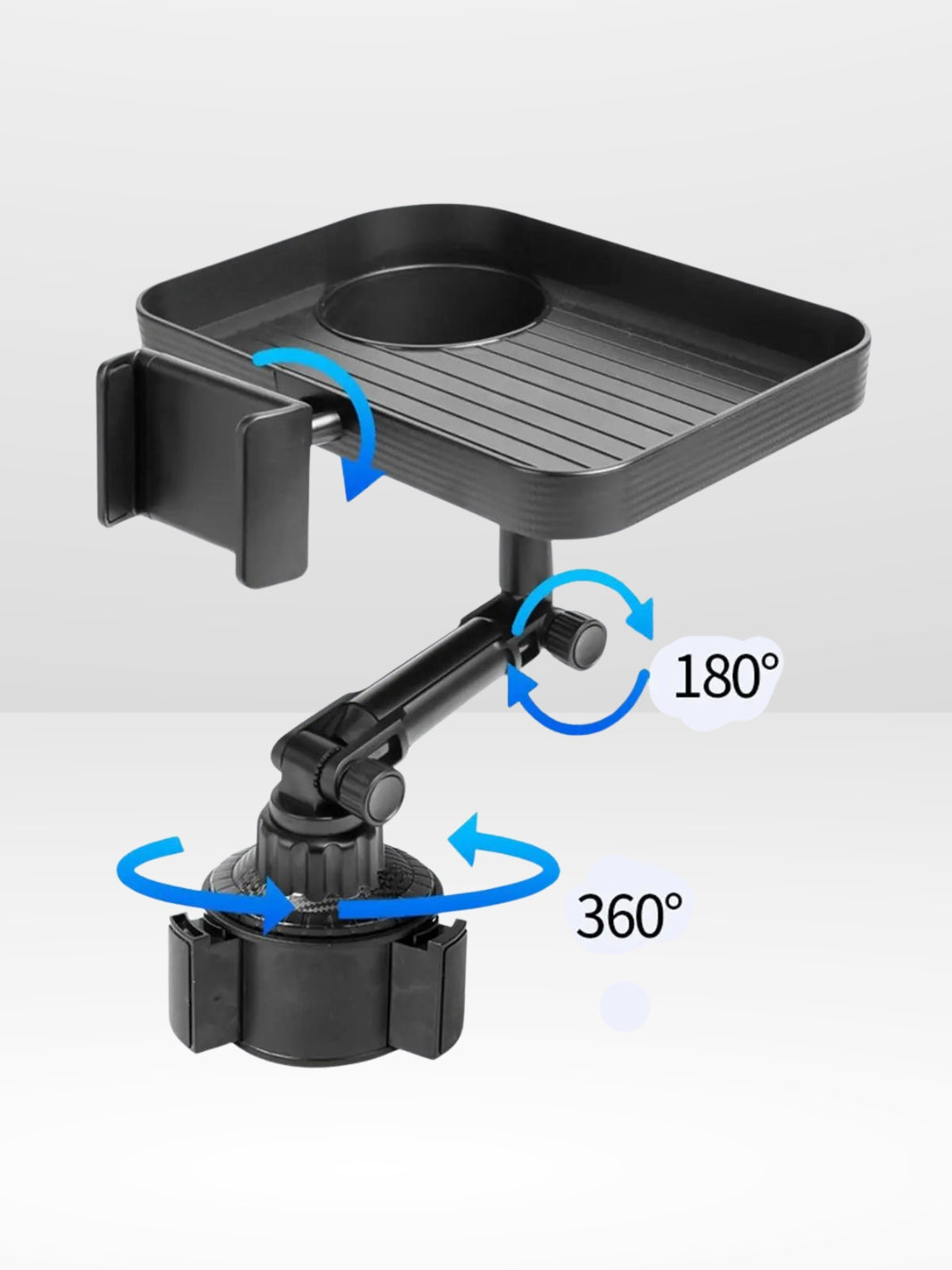 360° Draaibaar Autoplateau met Telefoonhouder en Bekerhouder
